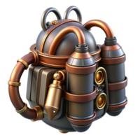 intense hypnotic Steampunk jetpack with intricate nozzles and copper piping. NO BACKGROUND with Transparent Background. sharp png