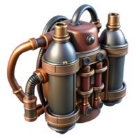 romantic mesmerizing Steampunk jetpack with intricate nozzles and copper piping. NO BACKGROUND with Transparent Background. impeccable png