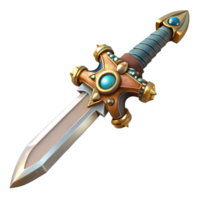 immaculate baroque Steampunk sword with ornate hilt and serrated blade. NO BACKGROUND with Transparent Background. expertly shot png