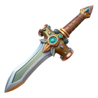 exceptional baroque Steampunk sword with ornate hilt and serrated blade. NO BACKGROUND with Transparent Background. genuine png