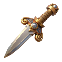 harmonious hypnotic Steampunk dagger with ornate handle and sharp blade. NO BACKGROUND with Transparent Background. professional png