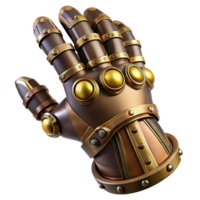 pristine bohemian Steampunk gauntlet with articulated fingers and brass plating. NO BACKGROUND with Transparent Background. detailed png