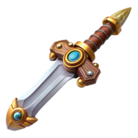 unparalleled renaissance Steampunk sword with ornate hilt and serrated blade. NO BACKGROUND with Transparent Background. studio quality png
