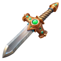 signature retro Steampunk sword with ornate hilt and serrated blade. NO BACKGROUND with Transparent Background. authentic png