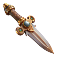 splendid urban Steampunk dagger with ornate handle and sharp blade. NO BACKGROUND with Transparent Background. 4K png