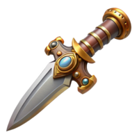 glorious iconic Steampunk dagger with ornate handle and sharp blade. NO BACKGROUND with Transparent Background. png