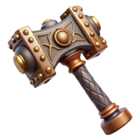 harmonious alluring Steampunk hammer with ornate handle and heavy head. NO BACKGROUND with Transparent Background. perfect clarity png