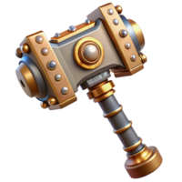 icônico nórdico steampunk martelo com ornamentado lidar com e pesado cabeça. não fundo com transparente fundo. fresco png