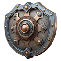 radiant notable Steampunk shield with intricate metalwork and decorative embellishments. NO BACKGROUND with Transparent Background. png