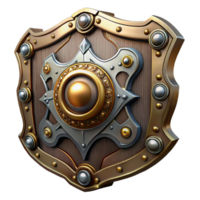 mysterious dazzling Steampunk shield with intricate metalwork and decorative embellishments. NO BACKGROUND with Transparent Background. elite png