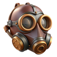 harmonious elegant Steampunk gas mask with tinted lenses and leather straps. NO BACKGROUND with Transparent Background. masterfully captured png