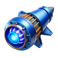 impressive vintage Spaceship engine nozzle, glowing blue, intricate mechanics, detailed thrusters NO BACKGROUND with Transparent Background. exclusive png