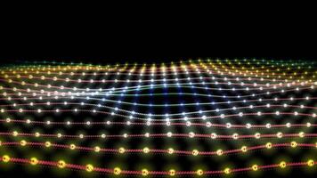 Abstract glowing particles dot background of a wave of light. video