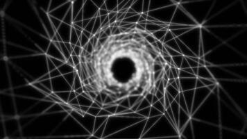 Abstract particles network tunnel background. video