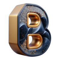 serene creative Modern Block Letter B Transparent Background detailed png