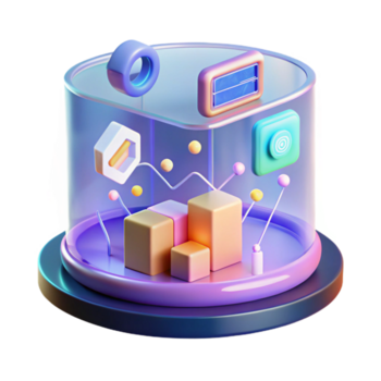 vibrant abstract Holographic display, floating interface, data streams, interactive icons NO BACKGROUND with Transparent Background. high quality png