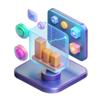 impressive futuristic Holographic display, floating interface, data streams, interactive icons NO BACKGROUND with Transparent Background. precision png