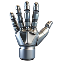 peaceful splendid Robot hand, metallic, detailed fingers, realistic texture, grasping pose NO BACKGROUND with Transparent Background. fine detail png