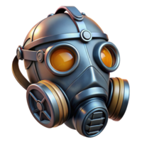 serene notable Cyberpunk gas mask, respirator, filters, metallic details, worn texture NO BACKGROUND with Transparent Background. png