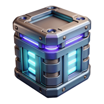 unparalleled abstract Sci-fi data storage device, glowing lights, futuristic design, metallic casing NO BACKGROUND with Transparent Background. handcrafted png