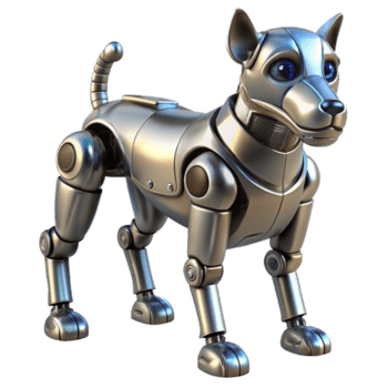 impresionante nostálgico tradicional avanzado robótico perro, metálico finalizar, articulado piernas, sensor formación No antecedentes con transparente transparente antecedentes. magistralmente capturado png