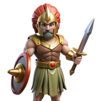 melancholic fascinating Ares, god of war, holding sword, NO BACKGROUND with Transparent Background. artisan png