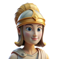 pristine playful futuristic Athena, goddess of wisdom, wearing helmet, NO BACKGROUND with Transparent Background. luxury png
