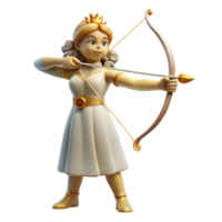 fascinating melancholic minimalist Artemis, goddess of the hunt, with bow and arrow, NO BACKGROUND with Transparent Background. crisp png