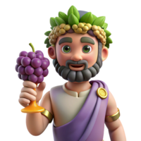 mesmerizing bohemian Dionysus, god of wine, holding grapes, NO BACKGROUND with Transparent Background. crisp png