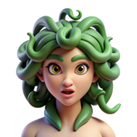 immaculate intense victorian Medusa, gorgon with snake hair, terrifying gaze, NO BACKGROUND with Transparent Background. studio quality png