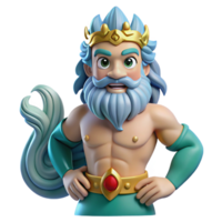 ethereal impressive Triton, mythical sea god, son of Poseidon, NO BACKGROUND with Transparent Background. gallery standard png