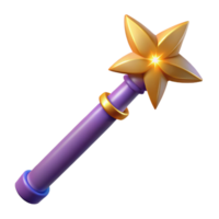 glorious whimsical art deco Magic wand, wizard's tool, spellcasting, NO BACKGROUND with Transparent Background. impeccable png