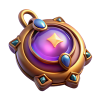 spectacular whimsical urban Amulet of power, magical artifact, glowing, NO BACKGROUND with Transparent Background. perfect clarity png