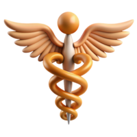 timeless mid-century Caduceus, symbol of Hermes, healing and commerce, NO BACKGROUND with Transparent Background. professional png