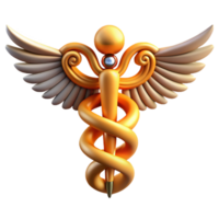 impressive playful creative Caduceus, symbol of Hermes, healing and commerce, NO BACKGROUND with Transparent Background. expertly shot png