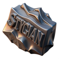 exquisite reflective contemporary Stygian Iron, metal from the underworld, mythical material, NO BACKGROUND with Transparent Background. gallery standard png