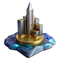 serene minimalist Modern Skyscraper Reflection in Puddle Cutout original png