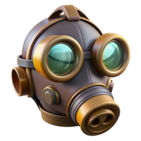 mesmerizing unparalleled Steampunk gas mask with tinted lenses and filter canisters. NO BACKGROUND with Transparent Background. png