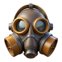 peaceful picturesque Steampunk gas mask with tinted lenses and filter canisters. NO BACKGROUND with Transparent Background. masterfully captured png