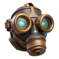 vibrant intense baroque Steampunk gas mask with tinted lenses and filter canisters. NO BACKGROUND with Transparent Background. genuine png