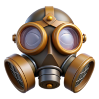 intense immaculate Steampunk gas mask with tinted lenses and filter canisters. NO BACKGROUND with Transparent Background. impeccable png