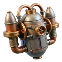 glorious ethereal avant-garde Steampunk jetpack with miniature turbines and copper pipes. NO BACKGROUND with Transparent Background. 4K png