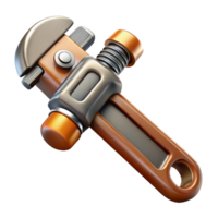 pristine art deco Steampunk pipe wrench with adjustable jaws and a knurled handle. NO BACKGROUND with Transparent Background. top-tier png