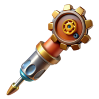 picturesque energetic art deco Steampunk screwdriver with interchangeable bits and a gear-shaped handle. NO BACKGROUND with Transparent Background. premium png