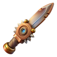 exquisite nostalgic bohemian Steampunk knife with a serrated blade and a gear-shaped handle. NO BACKGROUND with Transparent Background. high quality png