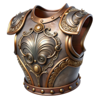 quintessential industrial Steampunk armor breastplate with intricate engravings and metal plating. NO BACKGROUND with Transparent Background. studio quality png