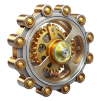 mysterious splendid Steampunk clockwork mechanism, intricate design. NO BACKGROUND with Transparent Background. genuine png