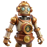 melancholic fascinating Steampunk automaton, intricate clockwork figure. NO BACKGROUND with Transparent Background. museum quality png
