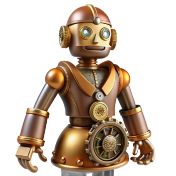 impressionante etéreo urbano steampunk autômato, intrincado relógio figura. não fundo com transparente fundo. profissional png