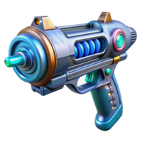 unforgettable avant-garde Futuristic ray gun with intricate engravings and a bioluminescent sight. NO BACKGROUND with Transparent Background. original png